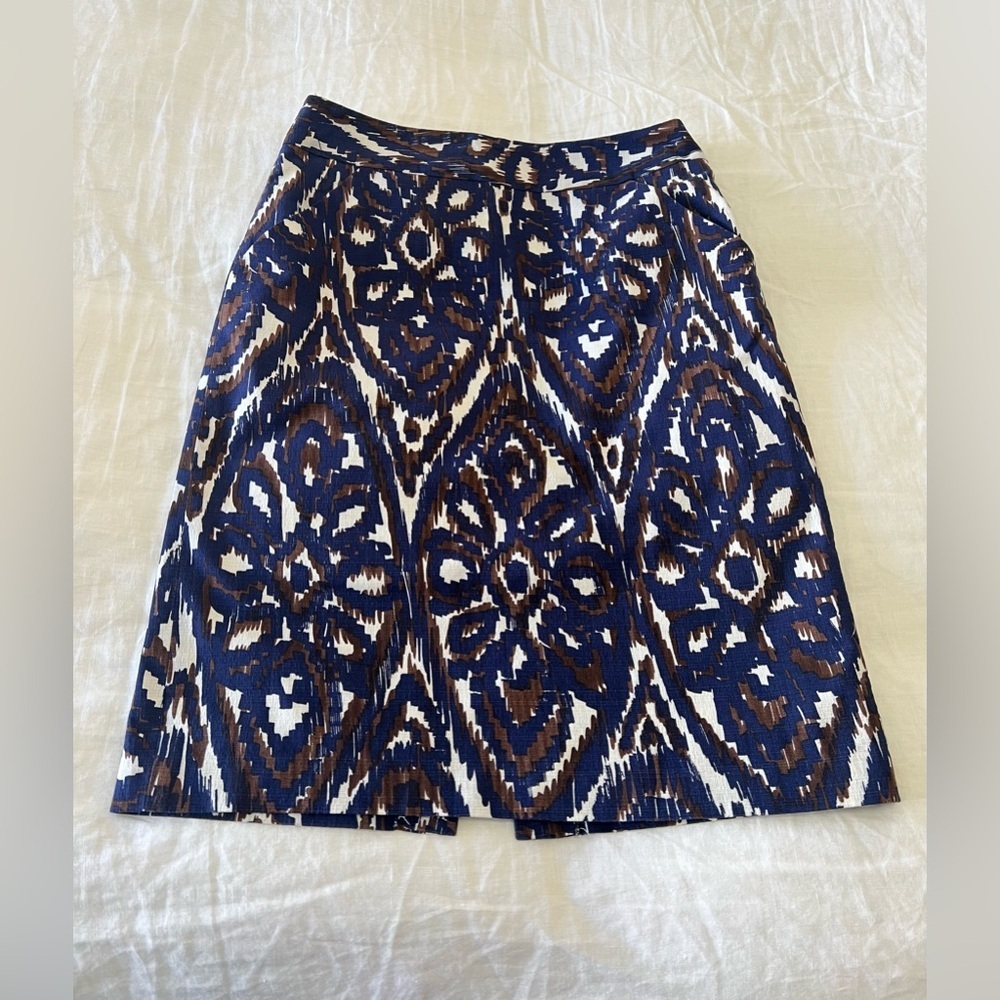 Milly Of New York | Women’s SZ 8 | IKat Blue Multicolored Pencil Skirt | Pocket